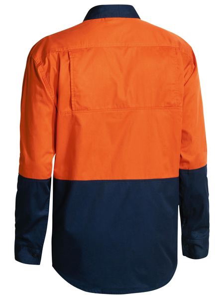 Bisley 2 Tone Hi Vis Cool Lightweight Mesh Ventilated Drill Shirt - Long Sleeve-BS6895