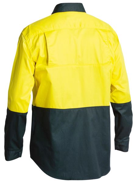 Bisley 2 Tone Hi Vis Cool Lightweight Mesh Ventilated Drill Shirt - Long Sleeve-BS6895