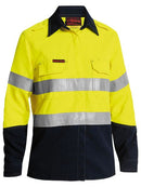 Bisley tencate Tecasafe Plus Women's Taped Two Tone FR Hi Vis Lightweight Vented Long Sleeve Shirt-BL8098T