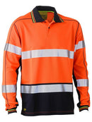 Bisley Taped Two Tone Hi Vis Polyester Mesh Long Sleeve Polo Shirt-BK6219T