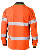 Bisley Taped Two Tone Hi Vis Polyester Mesh Long Sleeve Polo Shirt-BK6219T