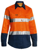 Bisley 2 Tone Ladies Hi Vis Drill Shirt 3m Reflective Tape - Long Sleeve-BLT6456
