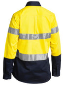 Bisley 2 Tone Ladies Hi Vis Drill Shirt 3m Reflective Tape - Long Sleeve-BLT6456