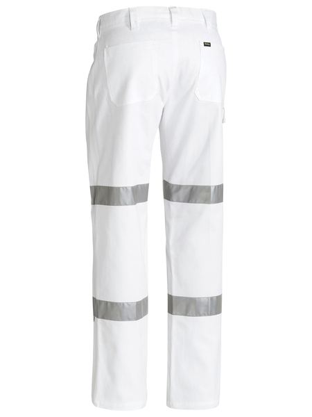 Bisley 3m Taped Cotton Drill White Work Pant-BP6808T