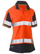 Bisley Womens Short Sleeve Taped Two Tone Hi Vis V-neck Polo-BKL1225T