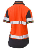 Bisley Womens Short Sleeve Taped Two Tone Hi Vis V-neck Polo-BKL1225T