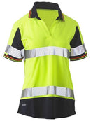 Bisley Womens Short Sleeve Taped Two Tone Hi Vis V-neck Polo-BKL1225T