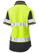 Bisley Womens Short Sleeve Taped Two Tone Hi Vis V-neck Polo-BKL1225T
