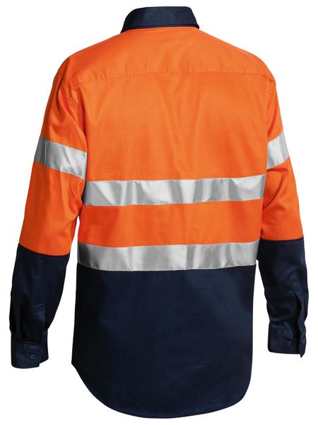 Bisley 2 Tone Closed Front Hi Vis Drill Shirt 3M Reflective Tape - Long Sleeve-BTC6456