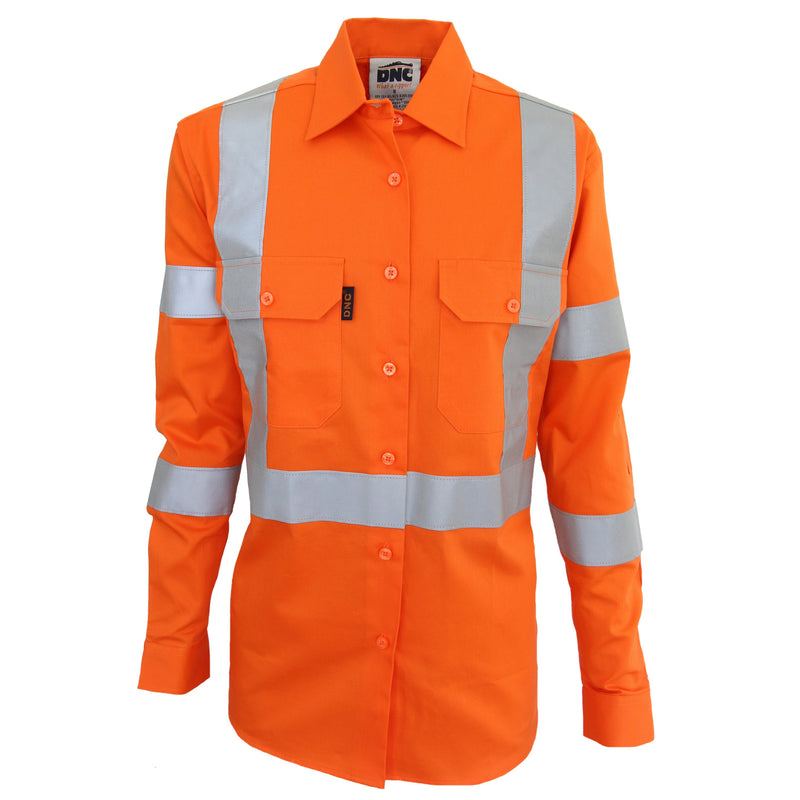 DNC Ladies HiVis 3 way vented "X" back & Bio-motion taped shirt 3544 - Star Uniforms Australia