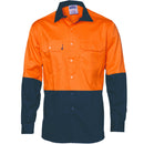 DNC HiVis Two Tone Cotton Drill Shirt - Long Sleeve 3832 - Star Uniforms Australia