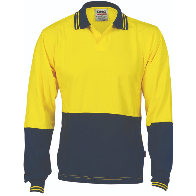 DNC Hivis Cool Breeze Cotton Jersey Food Industry Polo - Long Sleeve 3906 - Star Uniforms Australia