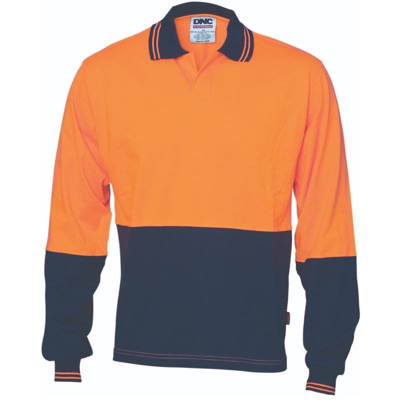 DNC Hivis Cool Breeze Cotton Jersey Food Industry Polo - Long Sleeve 3906 - Star Uniforms Australia