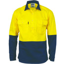 DNC HiVis 2 Tone Cool-Breeze Close Front Cotton Shirt - Long sleeve 3934 - Star Uniforms Australia