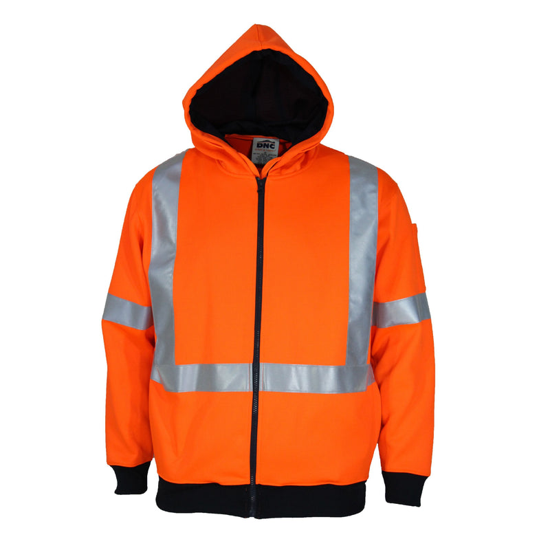 DNC-Hi-Vis Full Zip “X” Back Fleecy Hoodie-3935