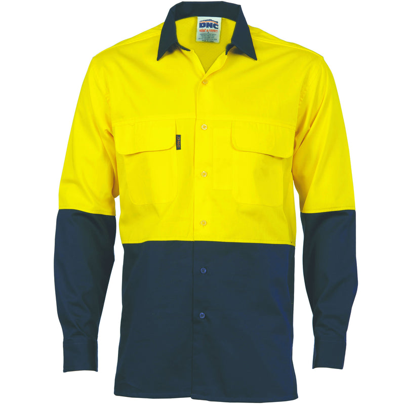 DNC HiVis 3 Way Cool-Breeze Cotton Shirt - Long sleeve 3938 - Star Uniforms Australia