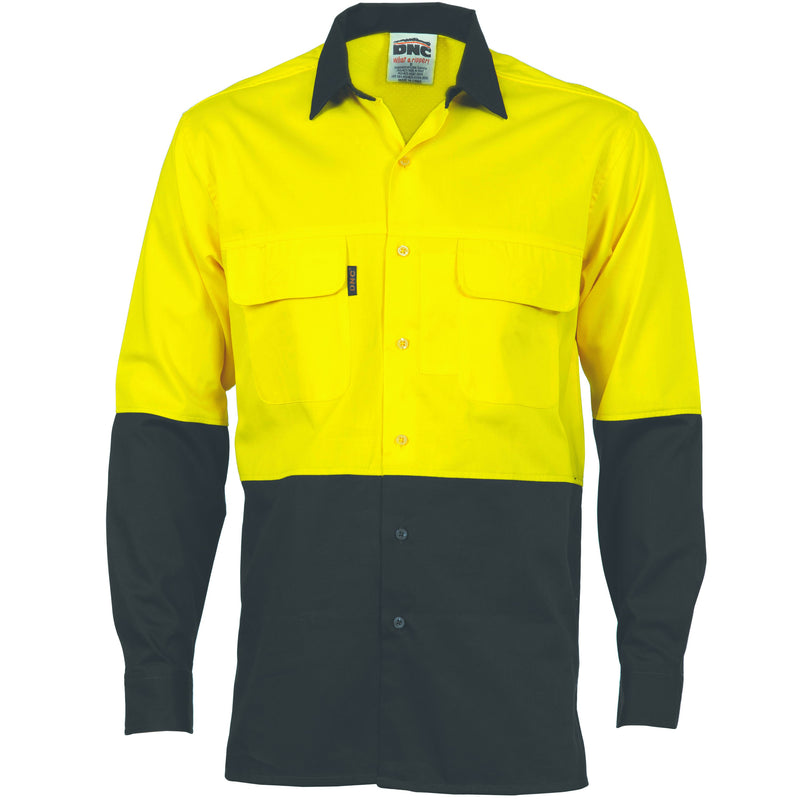 DNC HiVis 3 Way Cool-Breeze Cotton Shirt - Long sleeve 3938 - Star Uniforms Australia