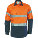 DNC HiVis Cool-Breeze Close Front Cotton Shirt with 3M R/Tape - Long sleeve 3949 - Star Uniforms Australia