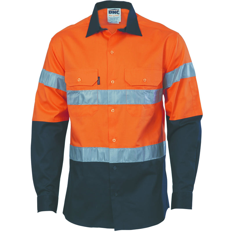 DNC HiVis Cool-Breeze Cotton Shirt with Generic R/Tape - Long sleeve 3966 - Star Uniforms Australia