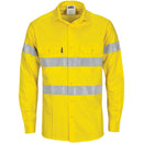 DNC HiVis Cool-Breeze Cotton Shirt with Generic R/Tape - Long sleeve 3967 - Star Uniforms Australia