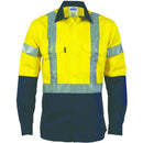 DNC HiVis D/N 2 Tone Drill Shirt with H Pattern Generic R/ Tape - Long sleeve 3983 - Star Uniforms Australia
