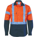 DNC HiVis D/N 2 Tone Drill Shirt with H Pattern Generic R/ Tape - Long sleeve 3983 - Star Uniforms Australia