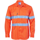 DNC HiVis Cool-Breeze Vertical Vented Cotton Shirt with Generic R/Tape - Long sleeve 3985 - Star Uniforms Australia