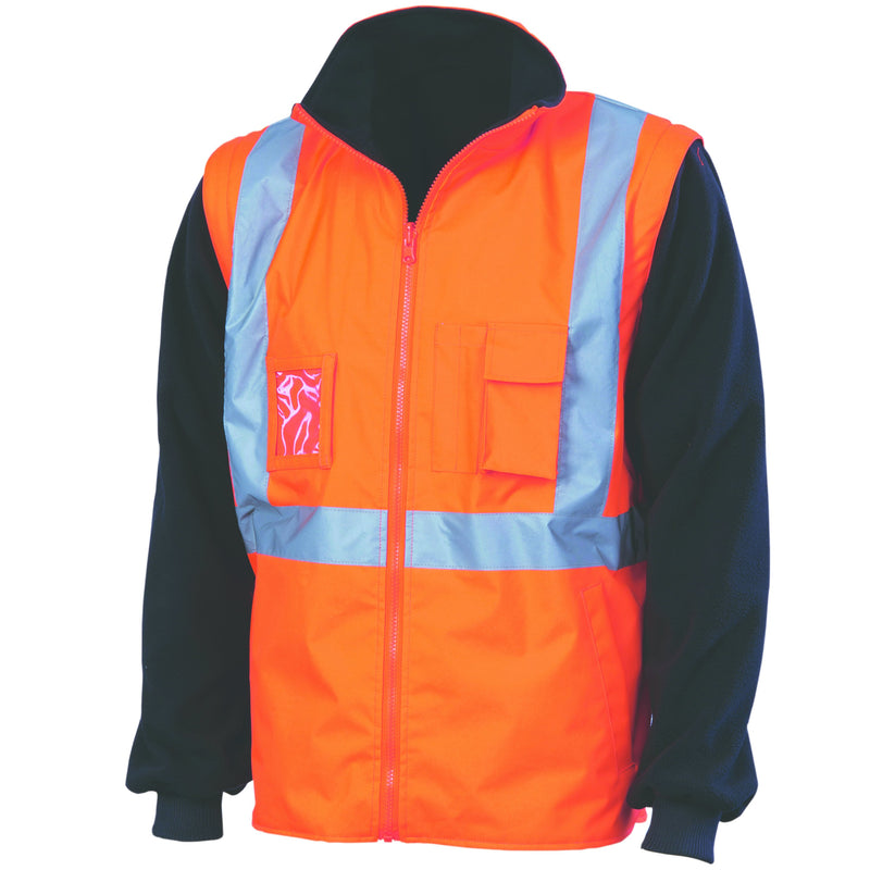 Dnc HiVis “4 in 1” Zip off Sleeve Reversible Vest, ‘X’ Back with additional tape on Tail 3990 - Star Uniforms Australia