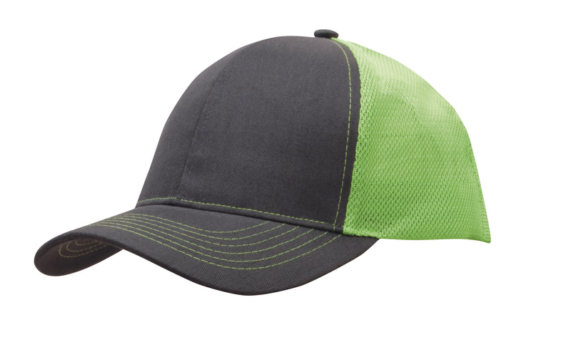 Headwear Brushed Cotton with Mesh Back Cap - 4002