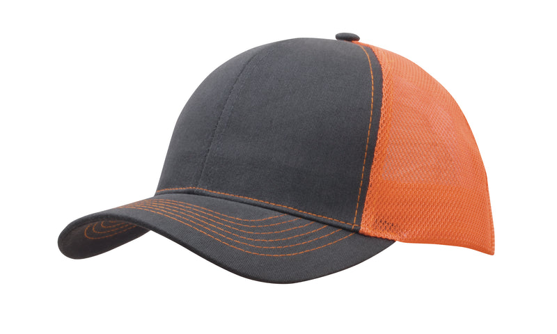 Headwear Brushed Cotton with Mesh Back Cap - 4002