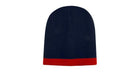 Headwear-Roll Down Two Tone Acrylic Beanie - Toque-4188