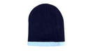 Headwear-Roll Down Two Tone Acrylic Beanie - Toque-4188