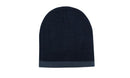 Headwear-Roll Down Two Tone Acrylic Beanie - Toque-4188