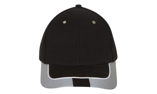 Headwear Brushed Heavy Cotton with Reflective Trim & Tab on Peak Cap-4214