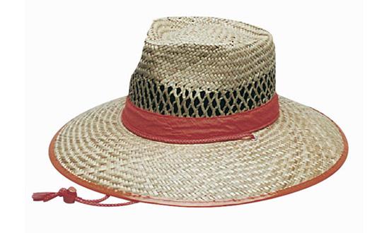 Headwear Natural Straw Orange Trim - 4261