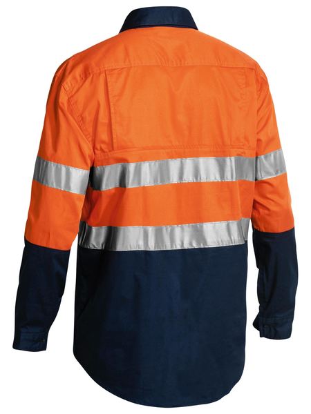 Bisley 2 Tone Hi Vis Cool Lightweight Closed Front Shirt 3M Reflective Tape-Long Sleeve-BSC6896