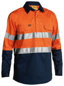 Bisley 2 Tone Hi Vis Cool Lightweight Closed Front Shirt 3M Reflective Tape-Long Sleeve-BSC6896