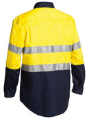 Bisley 2 Tone Hi Vis Cool Lightweight Closed Front Shirt 3M Reflective Tape-Long Sleeve-BSC6896
