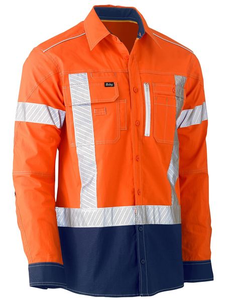 Bisley Flex & Move Tone HI Vis Stretch Utility Shirt-Long Sleeve-BS6177XT