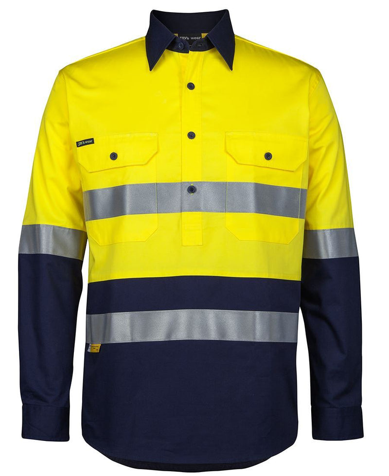 Jb'S Wear Hi Vis (D+N) Close Front L/S 150G Work Shirt 6Hwcs - Star Uniforms Australia