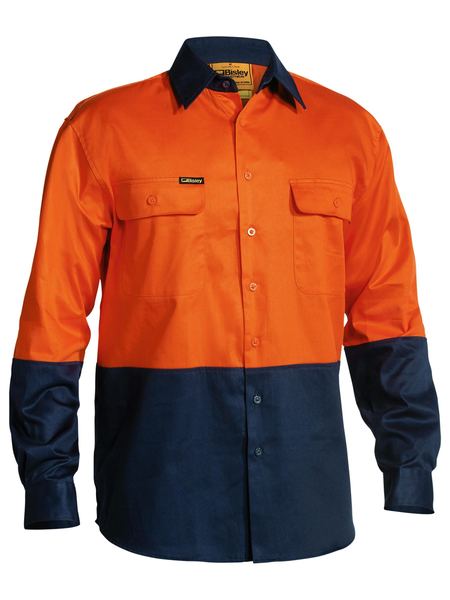 Bisley 2 Tone Hi Vis Drill Shirt - Long Sleeve-BS6267