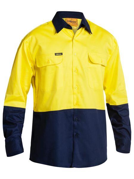 Bisley 2 Tone Hi Vis Drill Shirt - Long Sleeve-BS6267