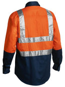 Bisley 2 Tone Hi Vis Drill Shirt 3M Reflective Tape - Long Sleeve-BS6267T