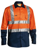 Bisley 2 Tone Hi Vis Drill Shirt 3M Reflective Tape - Long Sleeve-BS6267T
