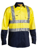 Bisley 2 Tone Hi Vis Drill Shirt 3M Reflective Tape - Long Sleeve-BS6267T