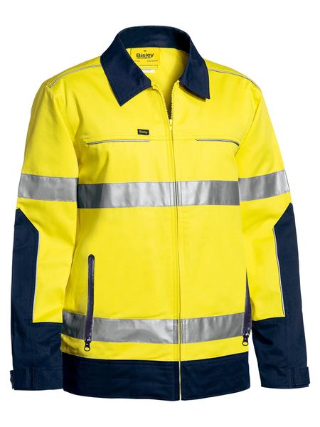 Bisley 3M Taped Two Tone Hi Vis Liquid Repellent Cotton Drill Jacket-BJ6917T