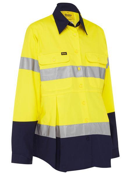 Bisley Women's Taped Hi Vis Cool Lightweight Drill Shirt -(BL6696T