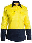 Bisley Ladies 2 Tone Hi Vis Drill Shirt - Long Sleeve-BL6267