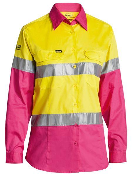 Bisley Women's Taped Hi Vis Cool Lightweight Drill Shirt -BL6696T