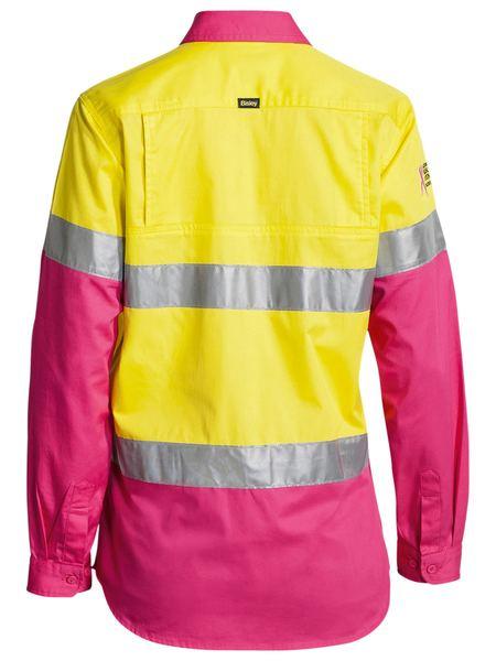 Bisley Women's Taped Hi Vis Cool Lightweight Drill Shirt -BL6696T